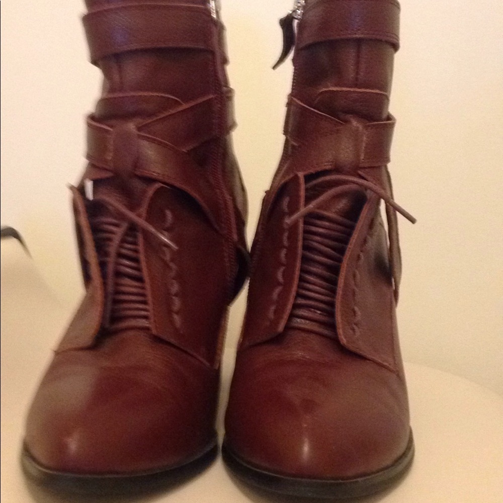 Oxblood red leather boots